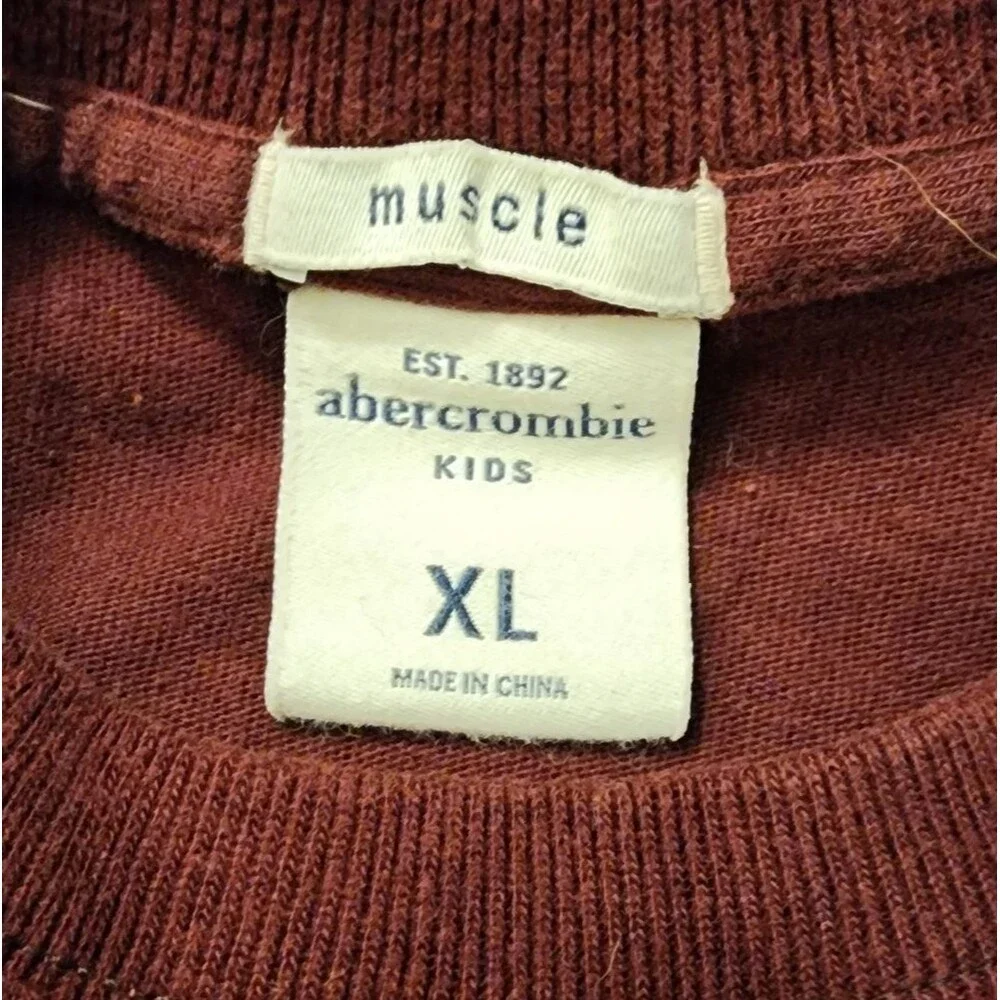 Abercrombie Muscle‎ Long Sleeve Tee Y2K Logo Burgundy Men XS Youth XL Women S
